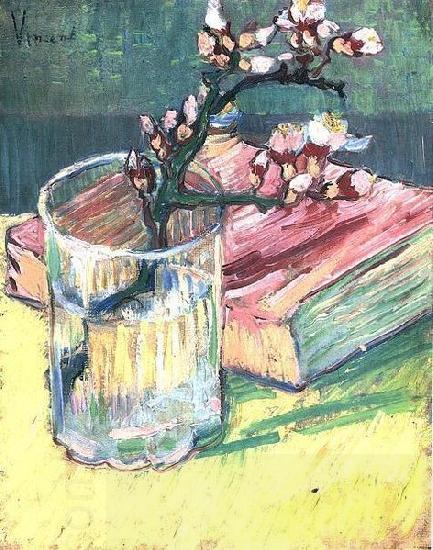 Vincent Van Gogh Blossoming Almond Branch in a Glass with a Book